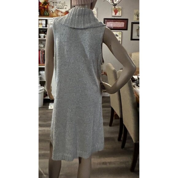 Soft Surroundings Cowl Neck Sleeveless Sweater Tunic Metallic Knit Gray Plus Siz - Picture 4 of 7